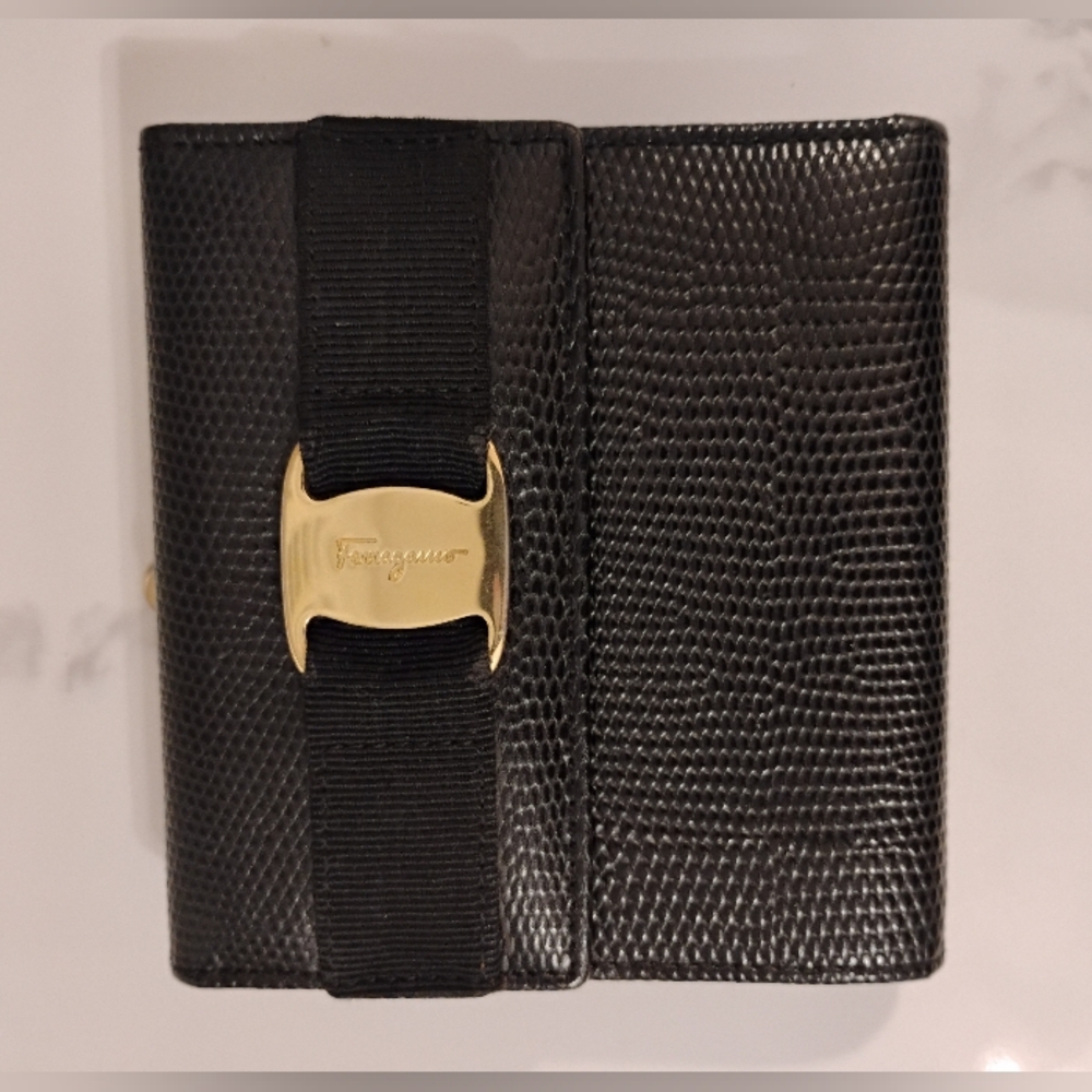 EUC Salvatore Ferragamo Wallet - Black Compact Textured Leather - Picture 3 of 16
